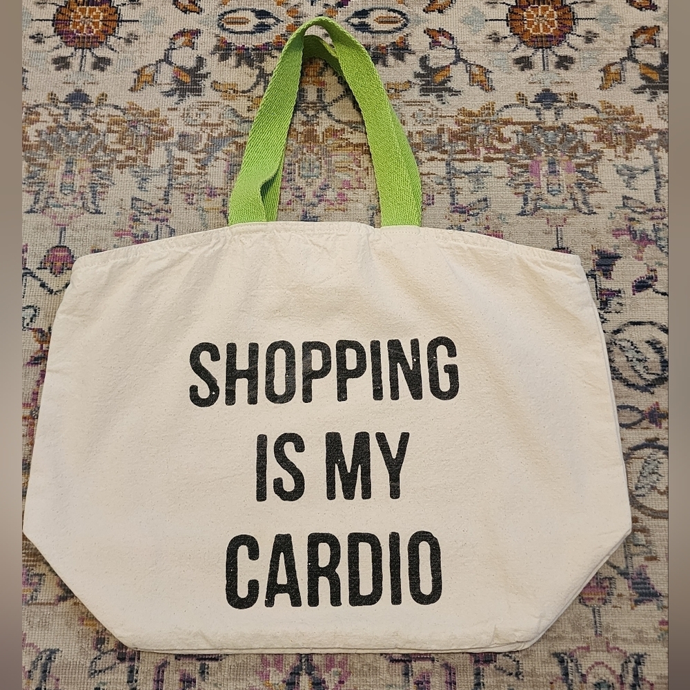 Canvas Tote with Green Handles